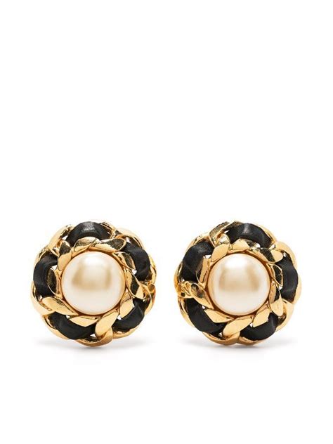 chanel pearl earrings studs|pre owned Chanel earrings.